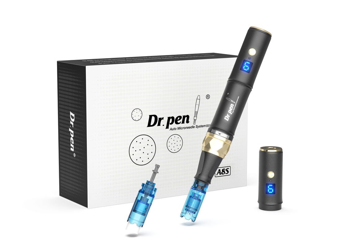 ドクターペン A8sブラック デルマペン 2023 最新 無線デジタル 6レベル ヘッド ターゲット 皮膚再生装置