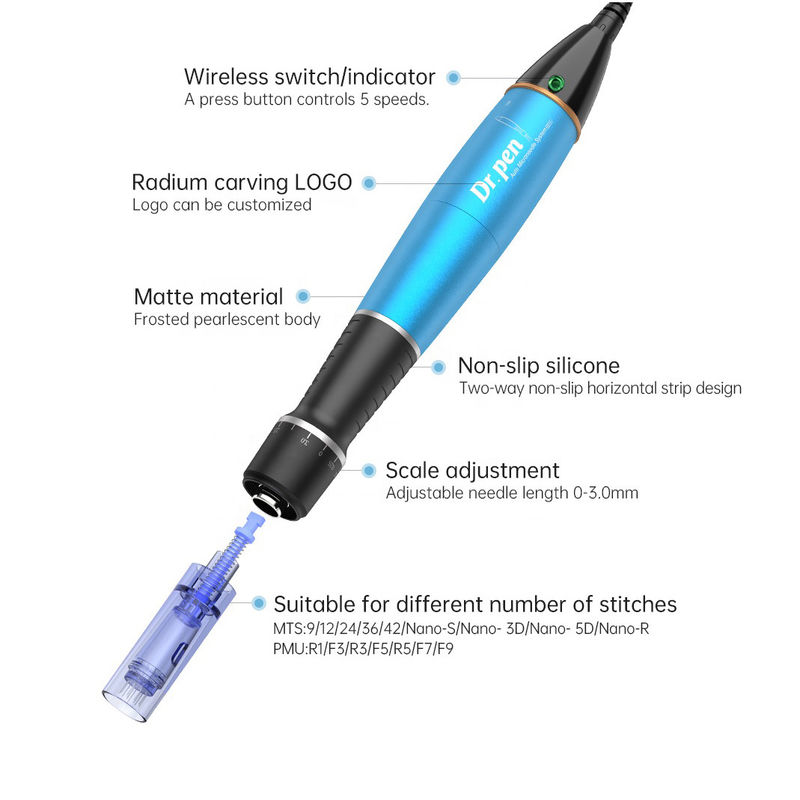 調整可能な針長さ 1.0mm Dr pen A1c A1w 電気用ドーマペン 白化療法
