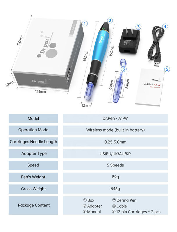 調整可能な針長さ 1.0mm Dr pen A1c A1w 電気用ドーマペン 白化療法